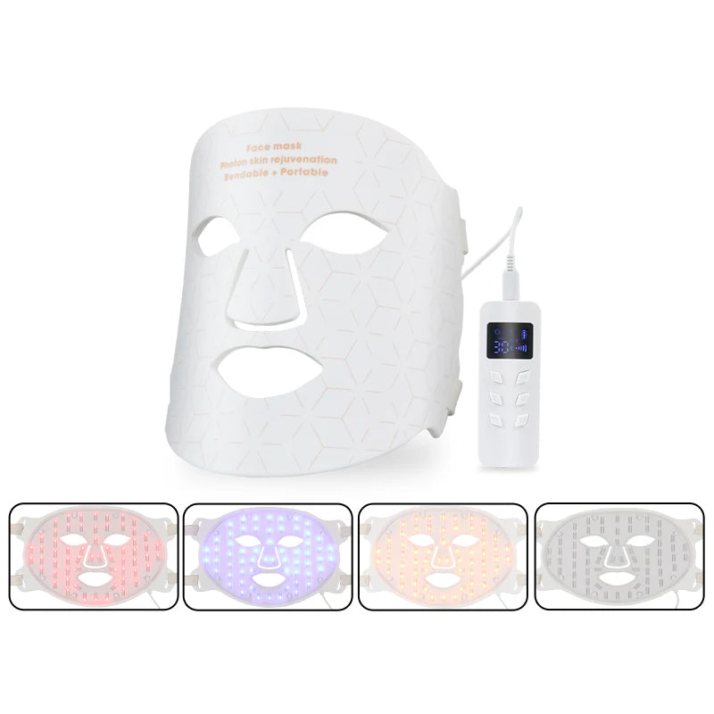 Soft Portable Led Facial Face Mask 4 Colors 460 590 630 850nm Red Light Photon Therapy Skin Care Face Mask